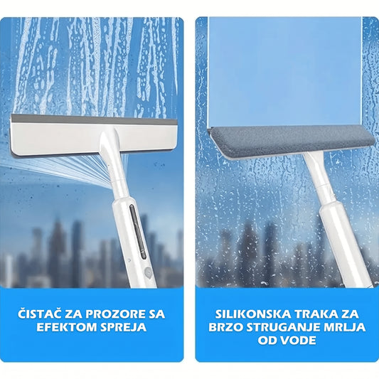 2u1 Čistač za Prozore sa Sprejom + 3 mikrofiber krpe