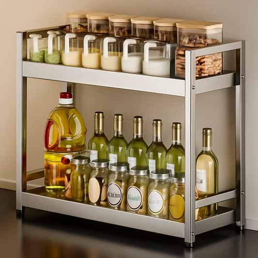 Kuhinjski Nosač od Nerđajućeg Čelika 304 – Višeslojna Polica za Začine i Ulja